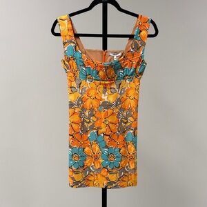 Floral Orange and Blue Women's Top